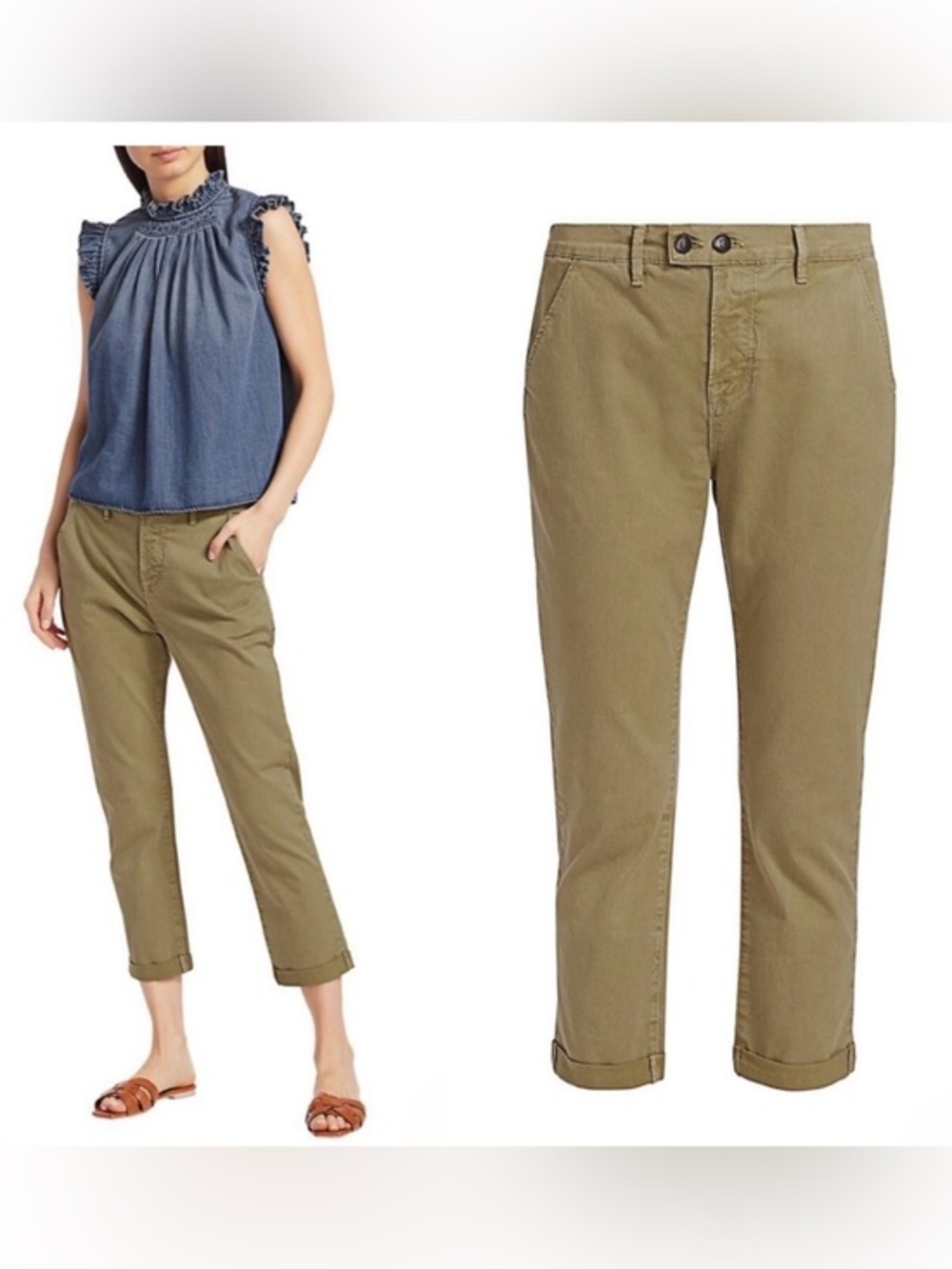 Frame Le Beau Crop Chino Olive Green size 32